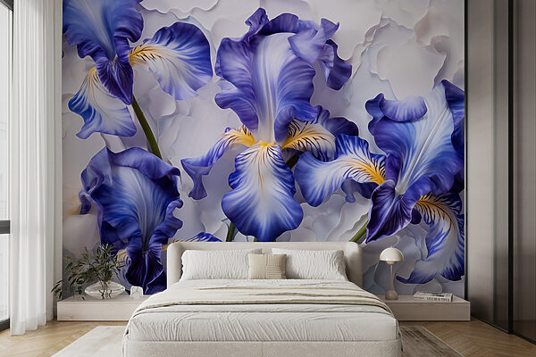 Fotomurales Fotomurales Grupo de flores moradas y blancas (SKU: w08816)