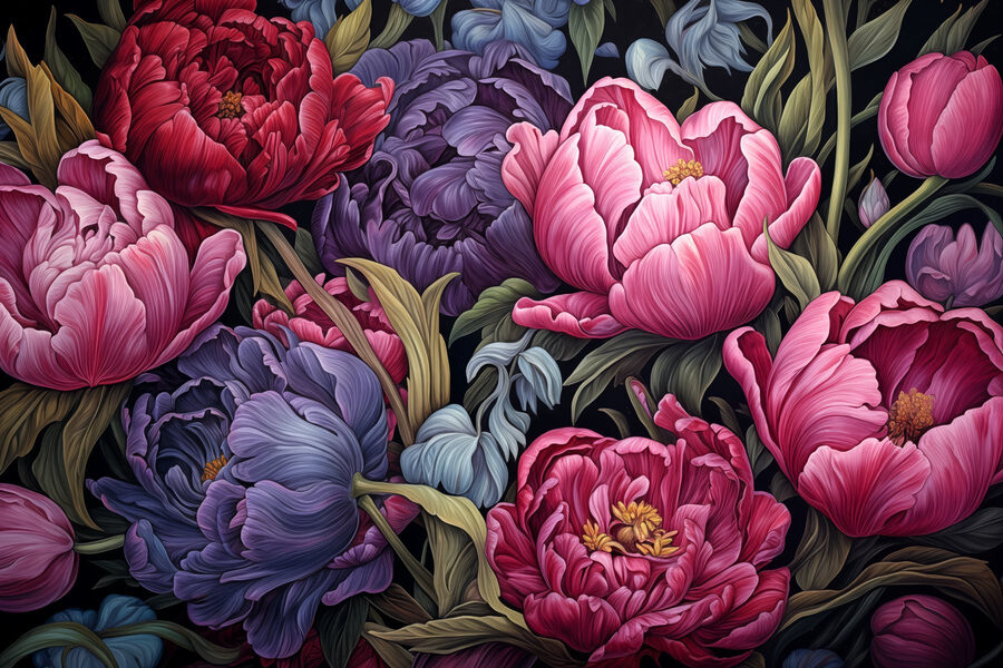 Floraciones vibrantes en colores llamativos
