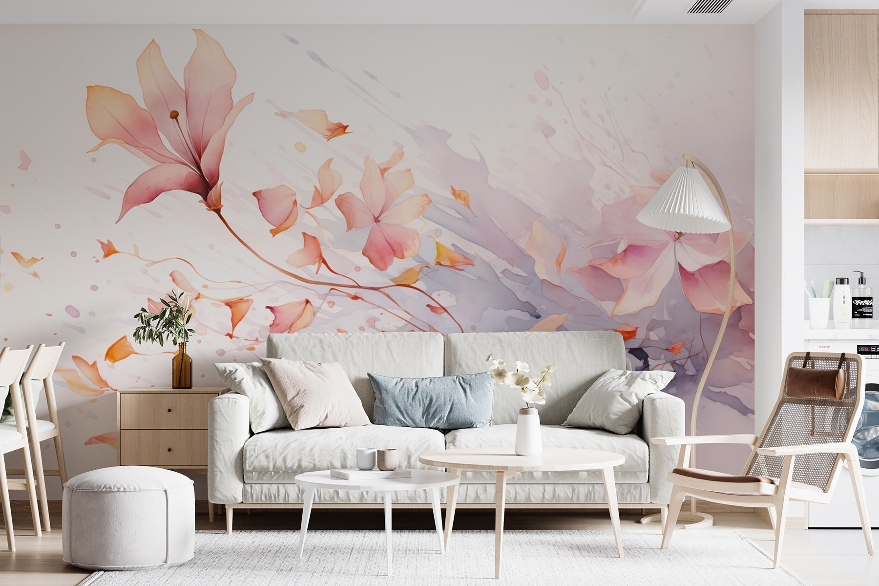 Watercolor of flowers and leaves