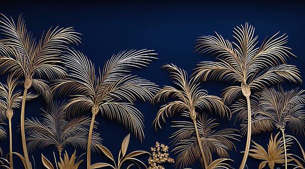 Palmeras tropicales sobre un fondo oscuro Palmeras tropicales sobre un fondo oscuro