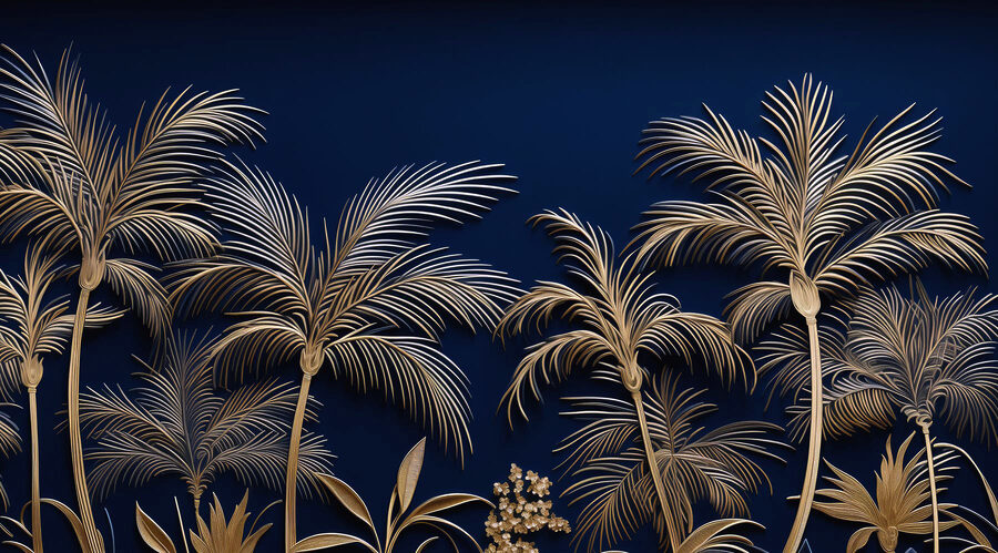 Palmeras tropicales sobre un fondo oscuro