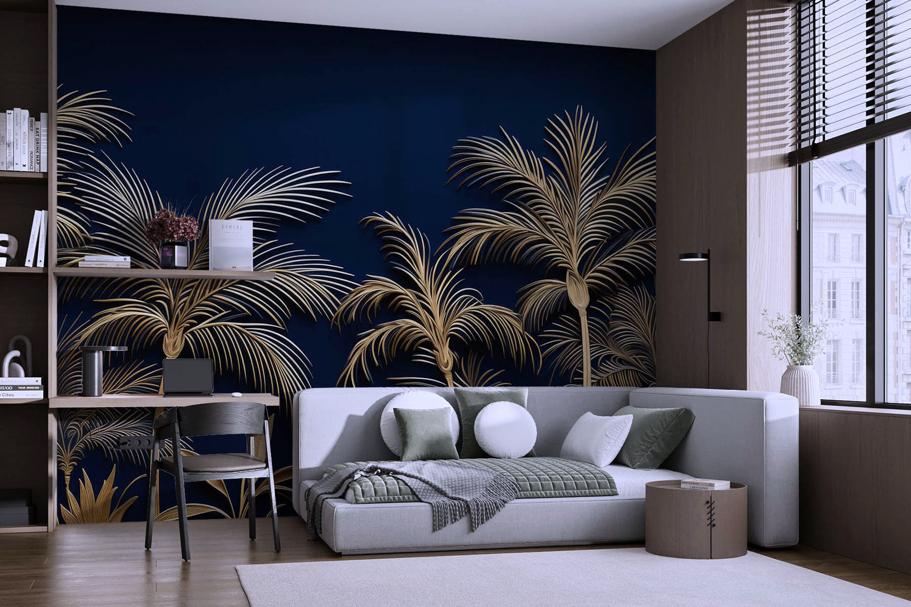 Tropical palms against a dark backdrop Tropical palms against a dark backdrop