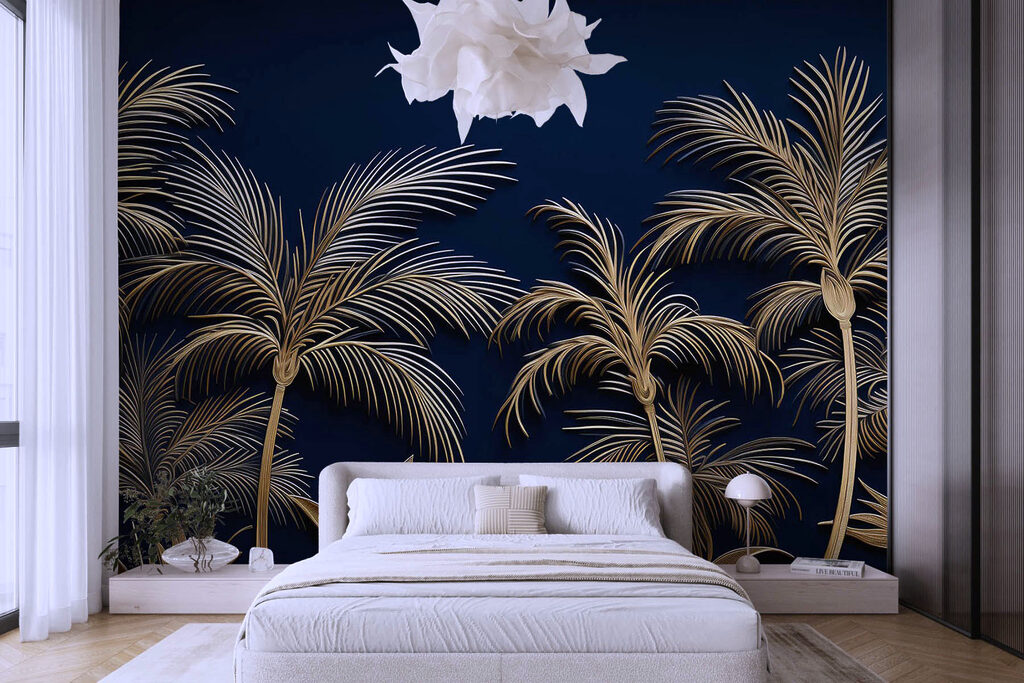 Tropical palms against a dark backdrop Tropical palms against a dark backdrop