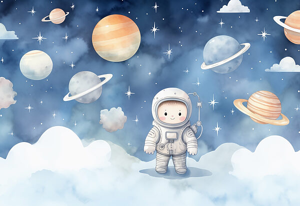 Dibujo animado de un niño en el espacio Dibujo animado de un niño en el espacio