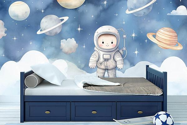 Dibujo animado de un niño en el espacio Dibujo animado de un niño en el espacio
