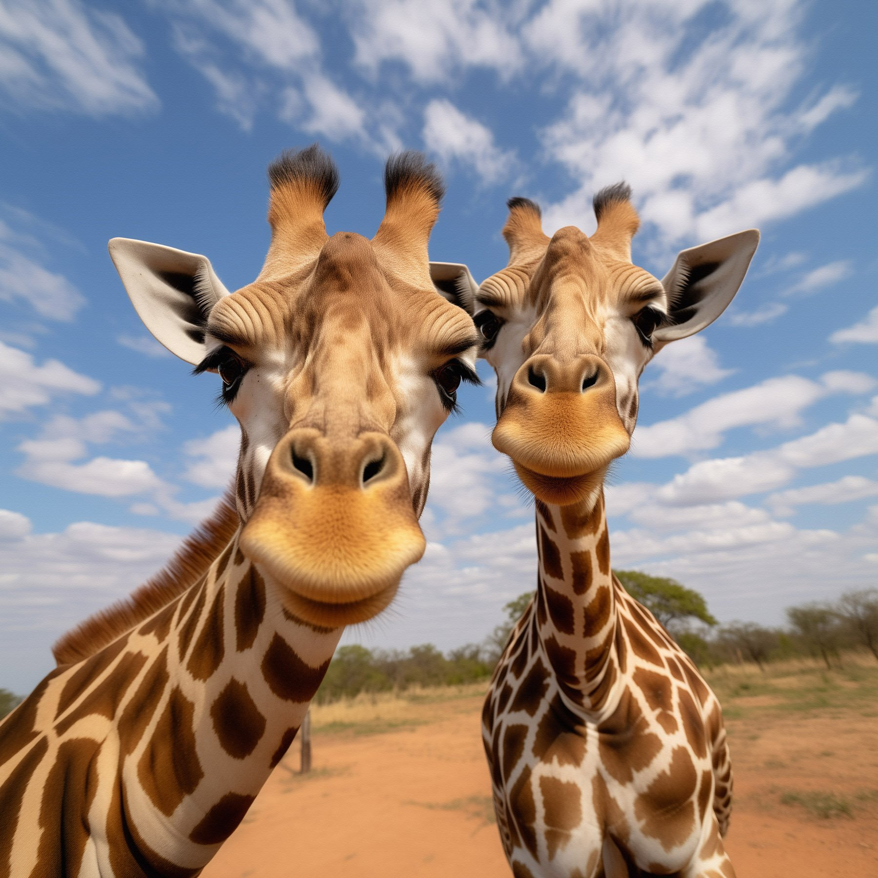 Two giraffes standing in a field Two giraffes standing in a field