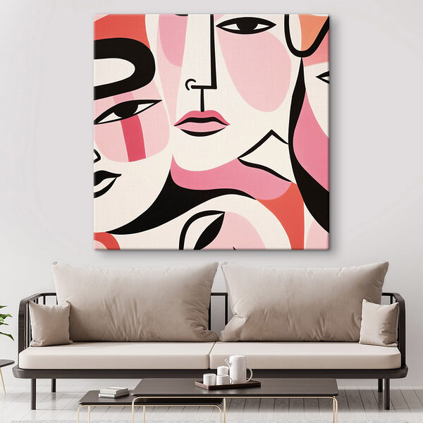 Cuadros Cuadros Conjunto de caras pintadas sobre una superficie blanca (SKU: s43031)