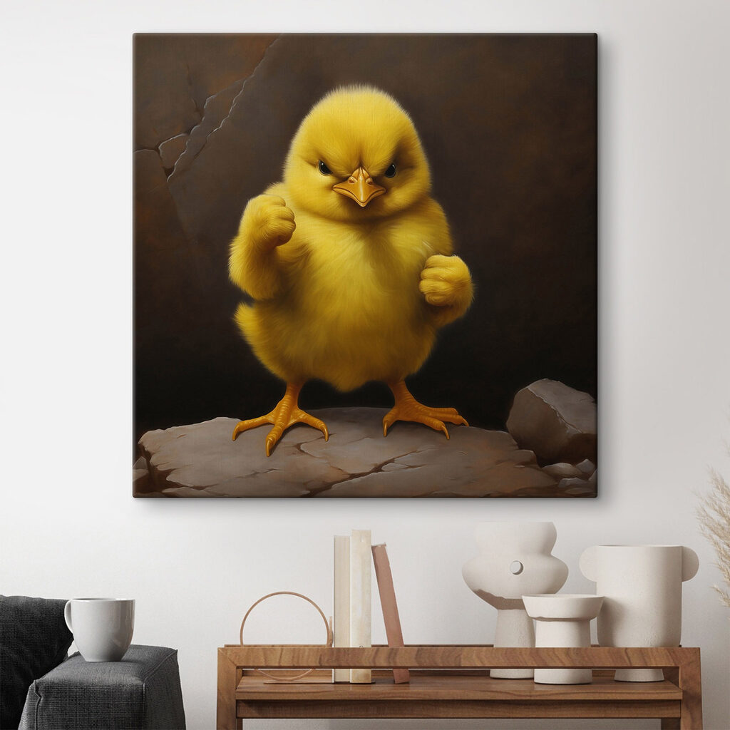Yellow chick standing on a rock Yellow chick standing on a rock