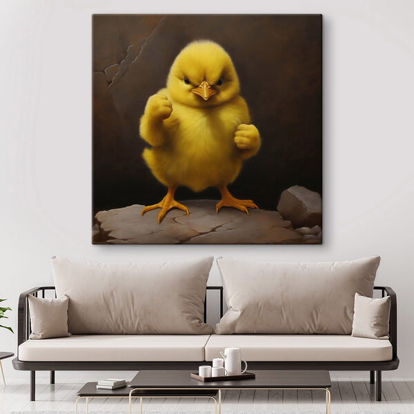 Yellow chick standing on a rock Yellow chick standing on a rock