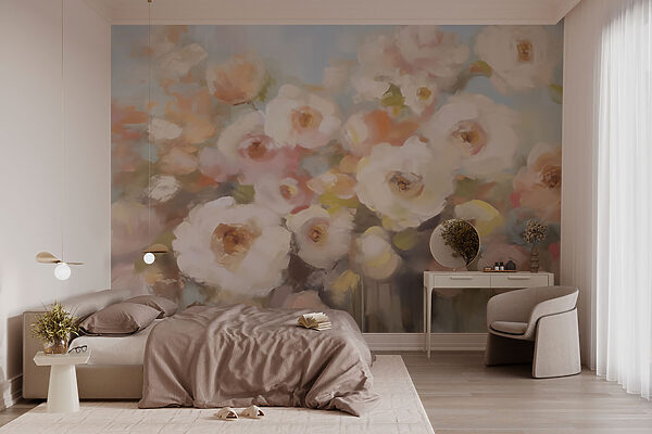 Fotomurales Fotomurales Pintura de flores en un jarrón (SKU: w03214)