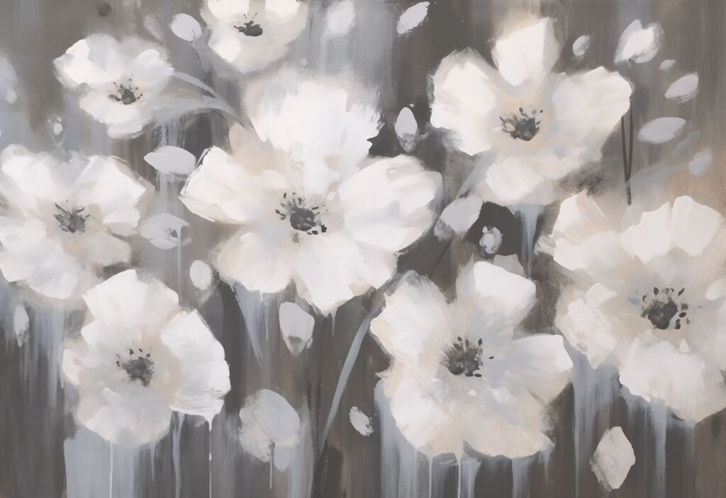 Pintura de flores blancas Pintura de flores blancas