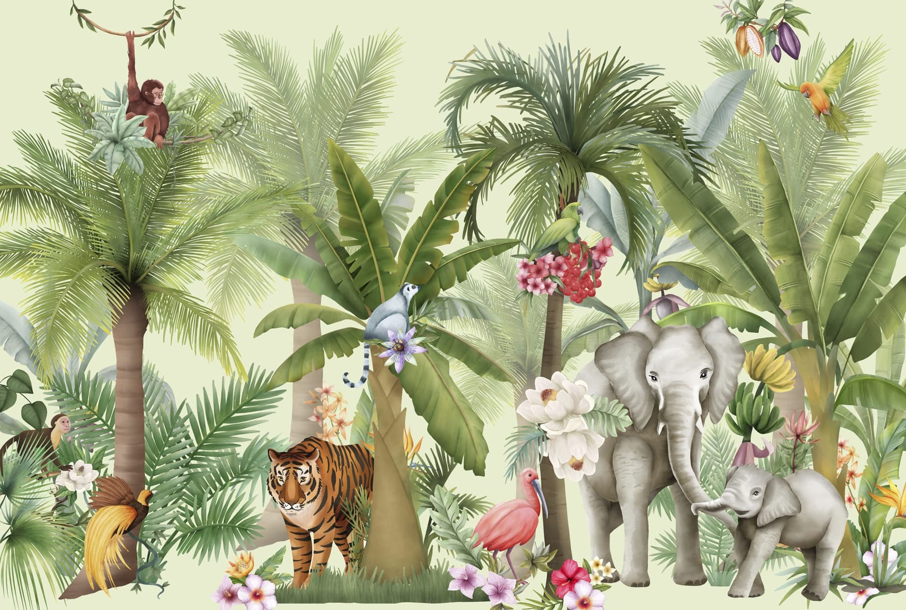 Wallpaper with animals and birds