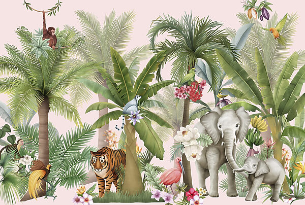 Papel pintado con animales y árboles Papel pintado con animales y árboles