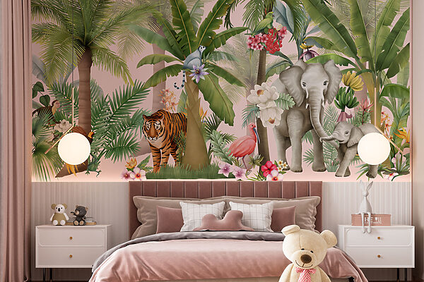 Papel pintado con animales y árboles Papel pintado con animales y árboles