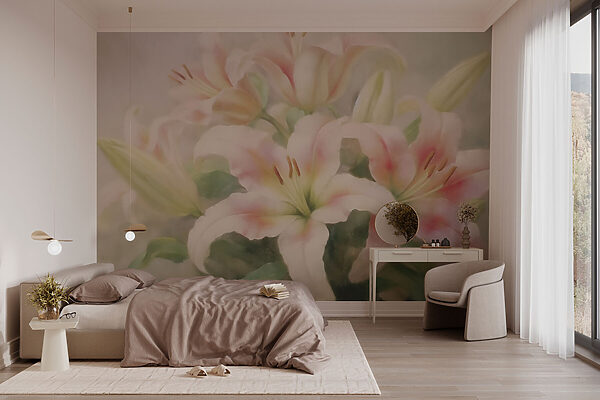 Fotomurales Fotomurales Pintura de un grupo de flores rosas (SKU: w03226)