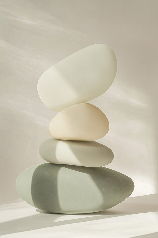Stack of rocks on a table