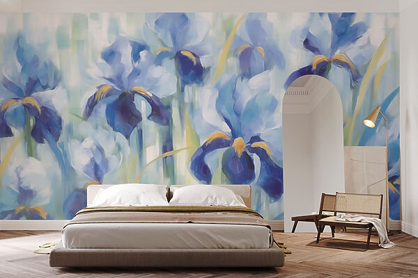 Fotomurales Fotomurales Pintura de flores azules (SKU: w03230)