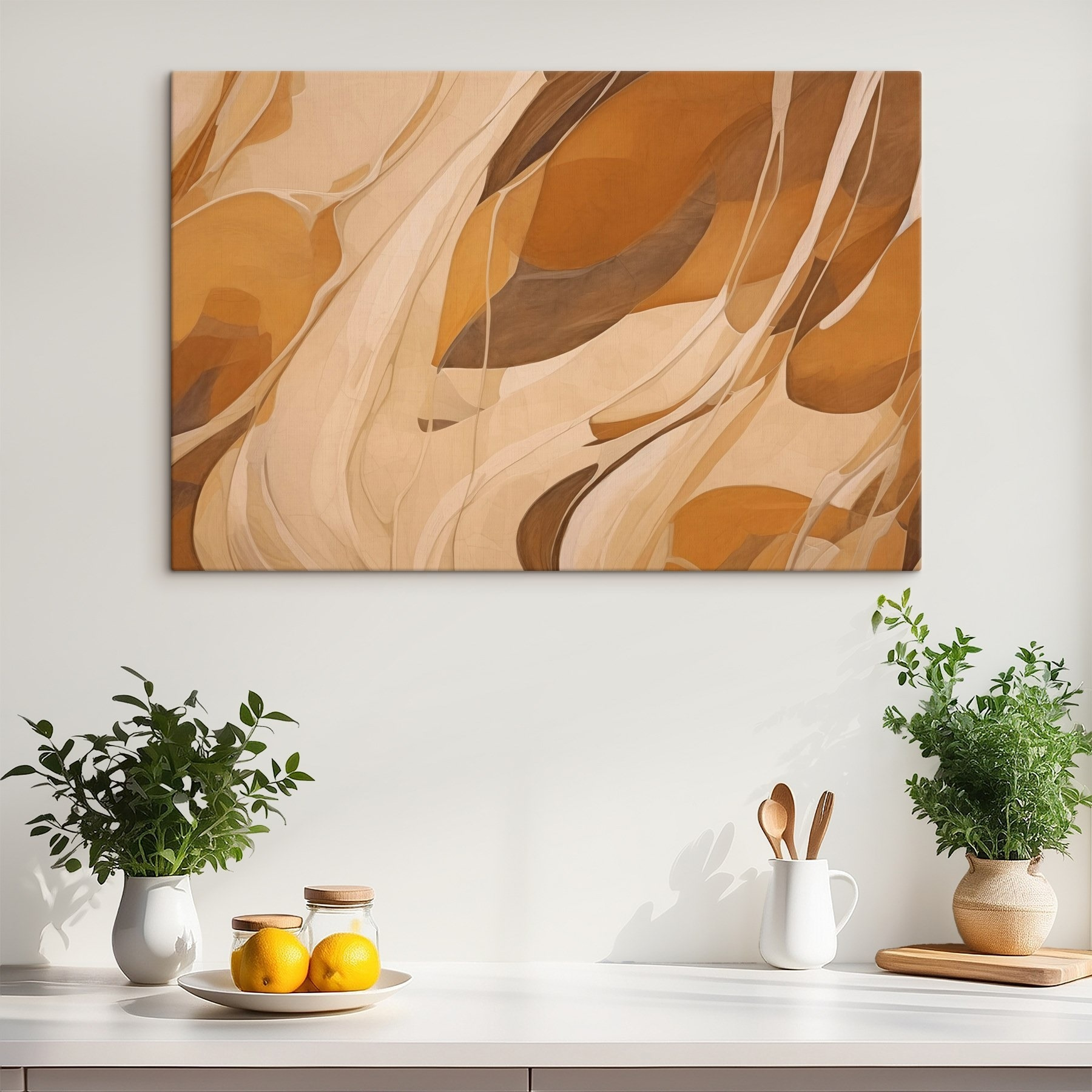 Abstract curves in warm hues