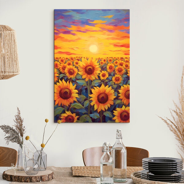 Painting of sunflowers in a field Painting of sunflowers in a field