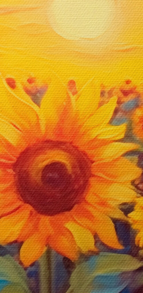 Painting of sunflowers in a field Painting of sunflowers in a field