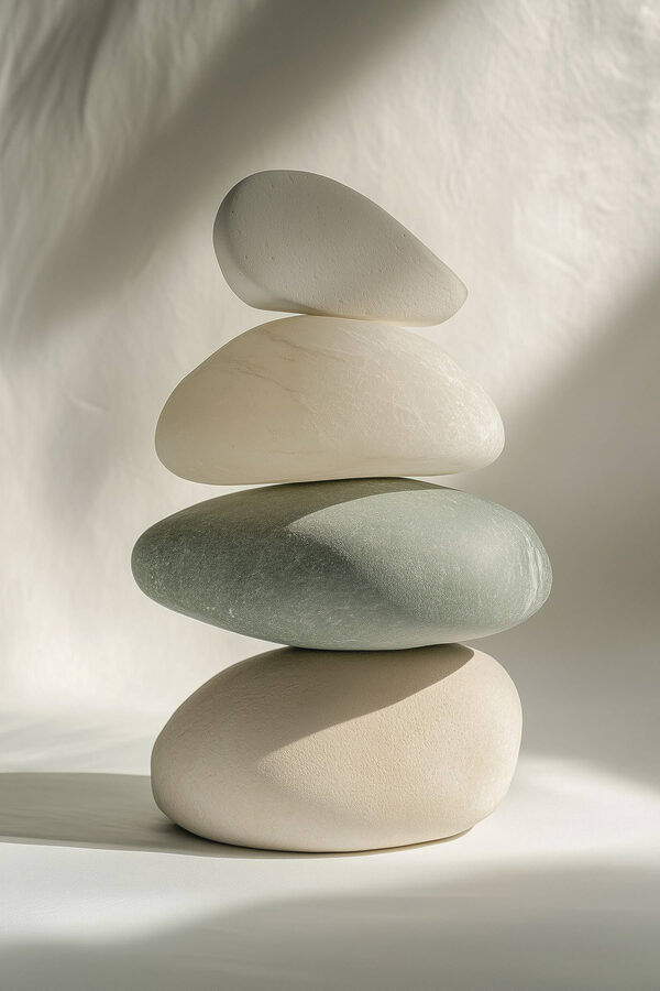Stack of rocks on a white surface Stack of rocks on a white surface