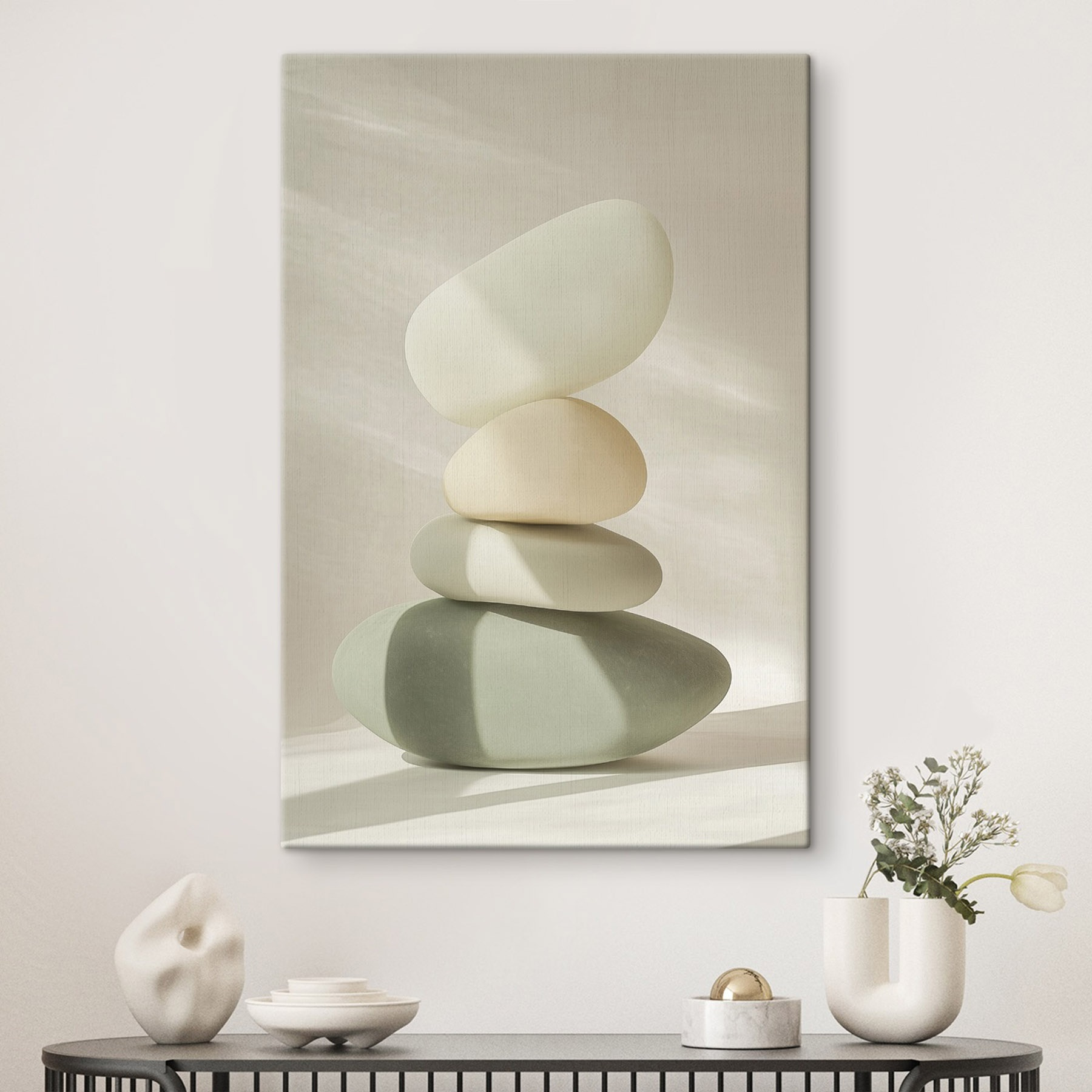 Stack of rocks on a table