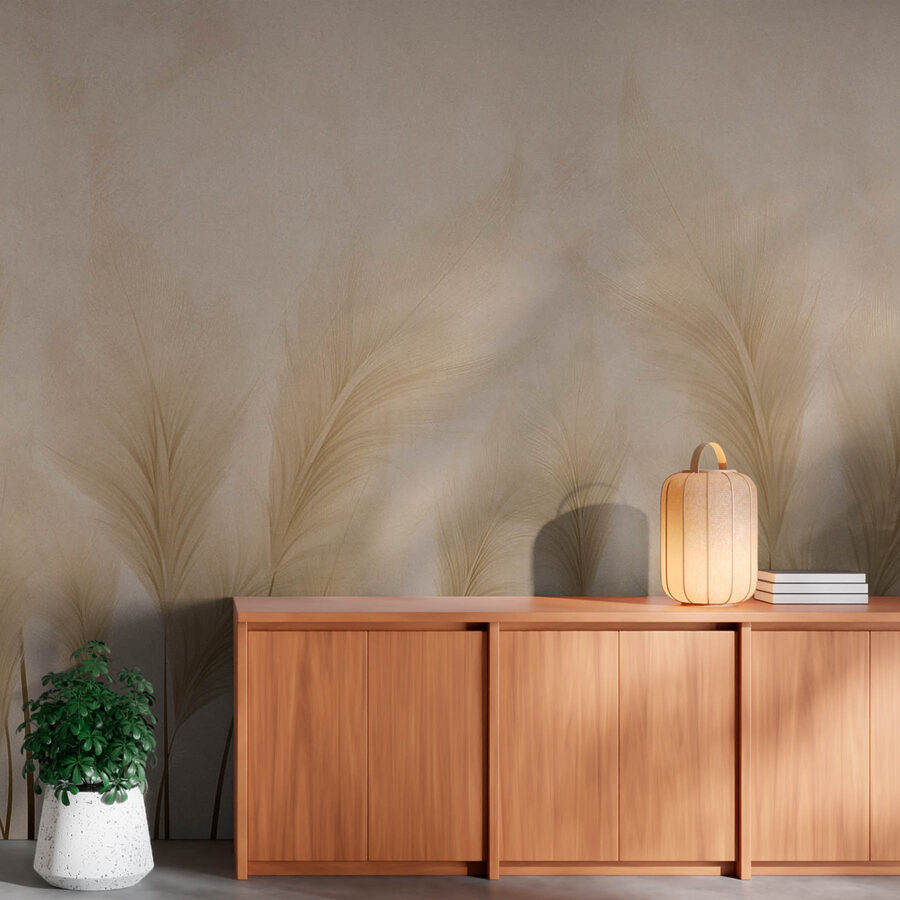 Grupo de plumas sobre fondo beige