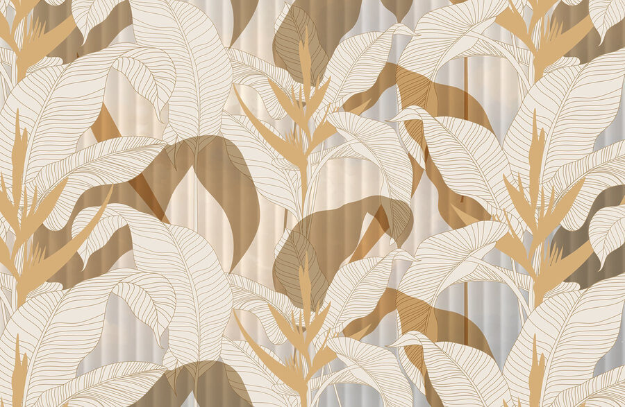 Papel pintado con hojas y flores Papel pintado con hojas y flores