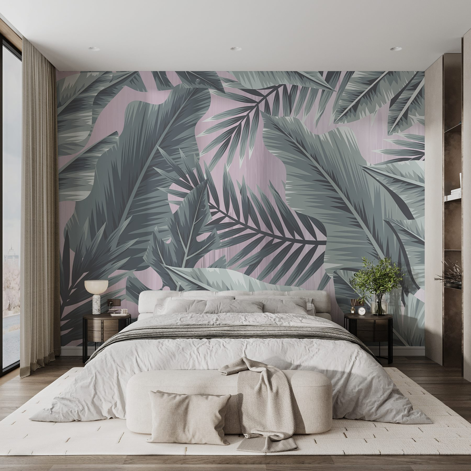 Leafy patterns in cool tones