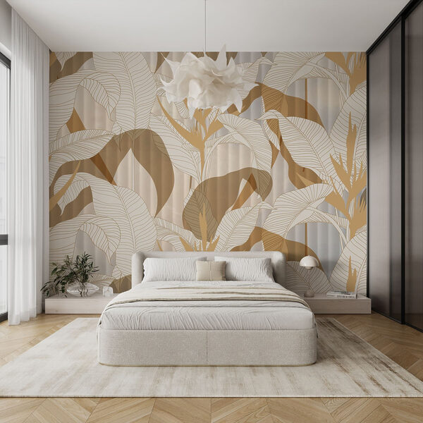 Papel pintado con hojas y flores Papel pintado con hojas y flores