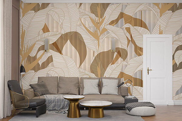 Papel pintado con hojas y flores Papel pintado con hojas y flores