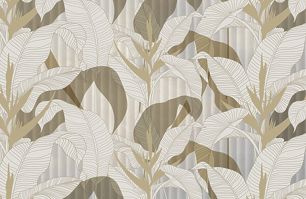 Wallpaper with leaves and flowers Wallpaper with leaves and flowers