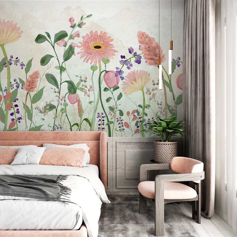 Fotomurales Pintura de flores y plantas