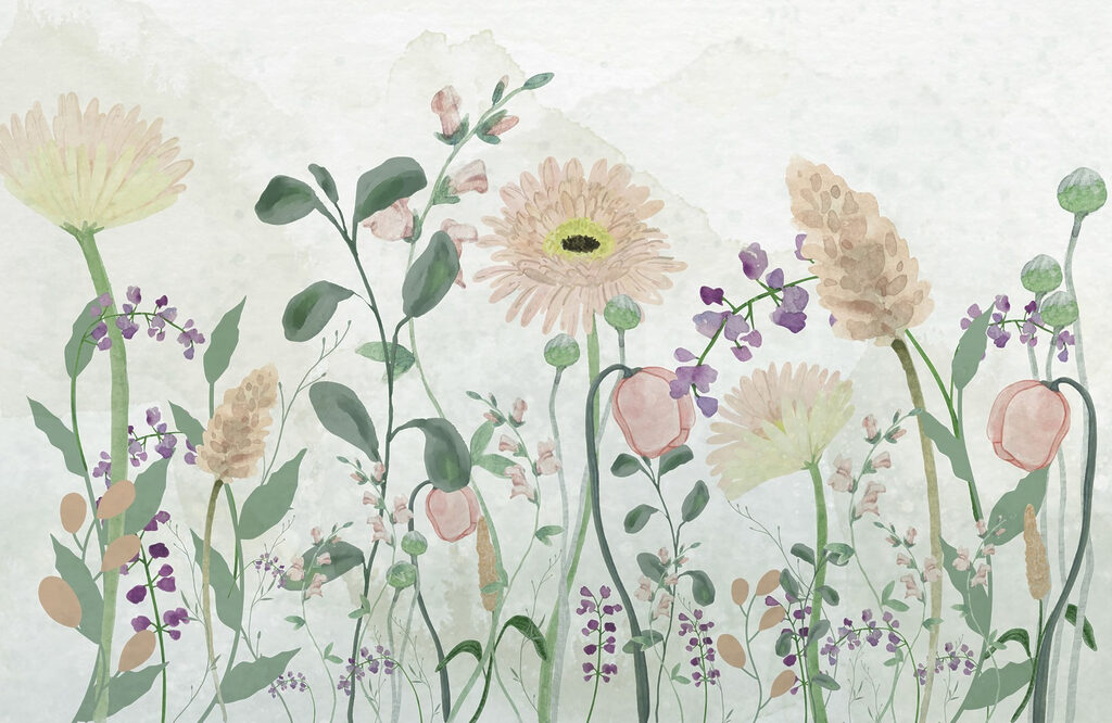 Pintura de flores y hojas Pintura de flores y hojas