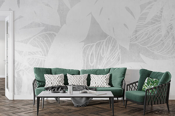 Fotomurales Fotomurales Fondo blanco con hojas (SKU: w03270)
