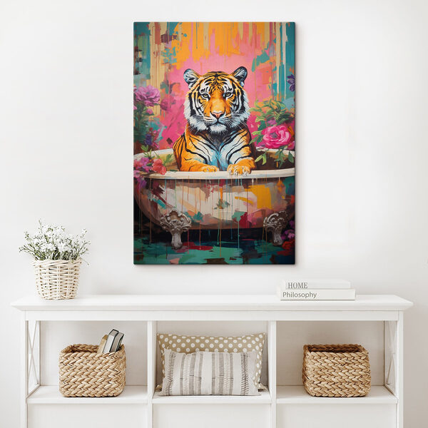 Cuadros Cuadro de un tigre en una maceta con flores (SKU: s43134) Cuadros Cuadros Cuadro de un tigre en una maceta con flores (SKU: s43134)