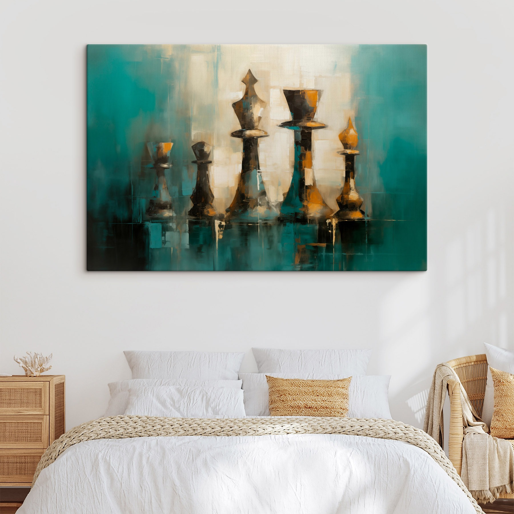 Painting of chess pieces Painting of chess pieces