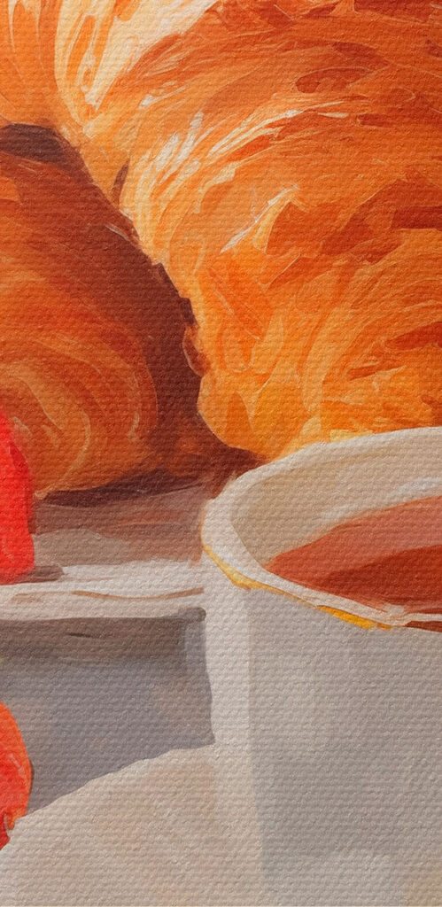 Croissant and strawberries on a plate