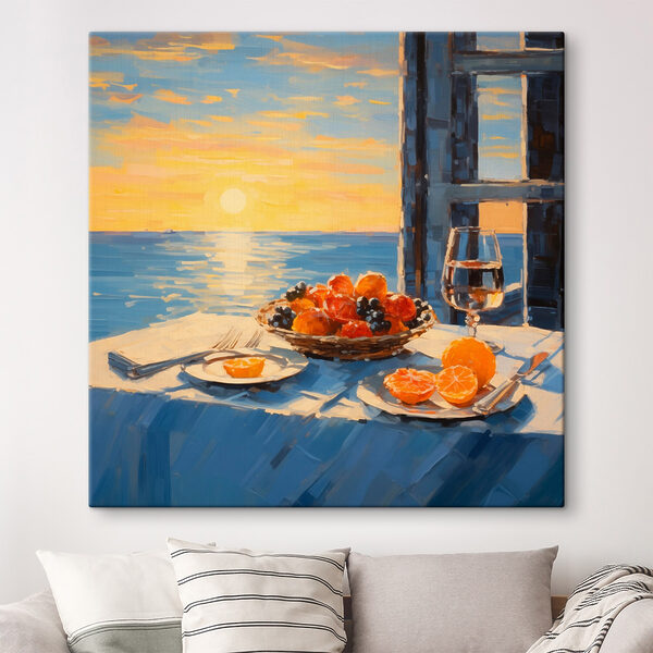Cuadros Cuadro que representa una cesta de fruta sobre una mesa con una copa de vino (SKU: s43141) Cuadros Cuadros Cuadro que representa una cesta de fruta sobre una mesa con una copa de vino (SKU: s43141)