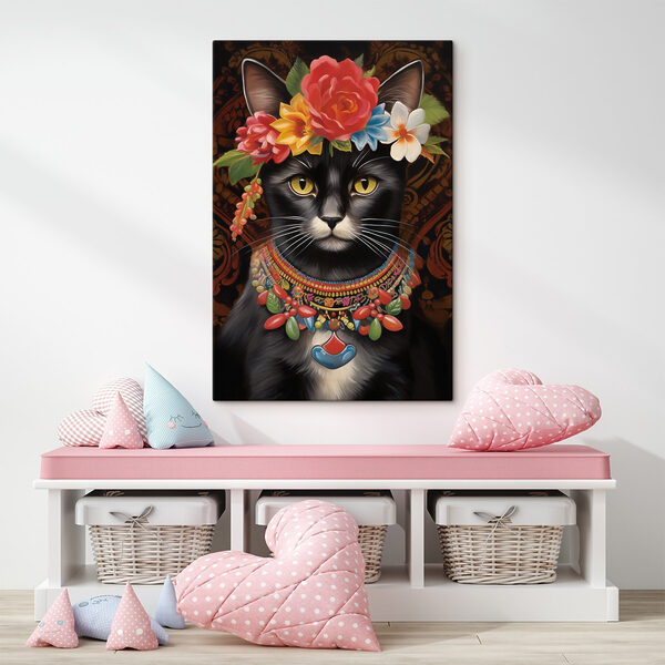 Gato con una corona de flores Cuadros Gato con una corona de flores