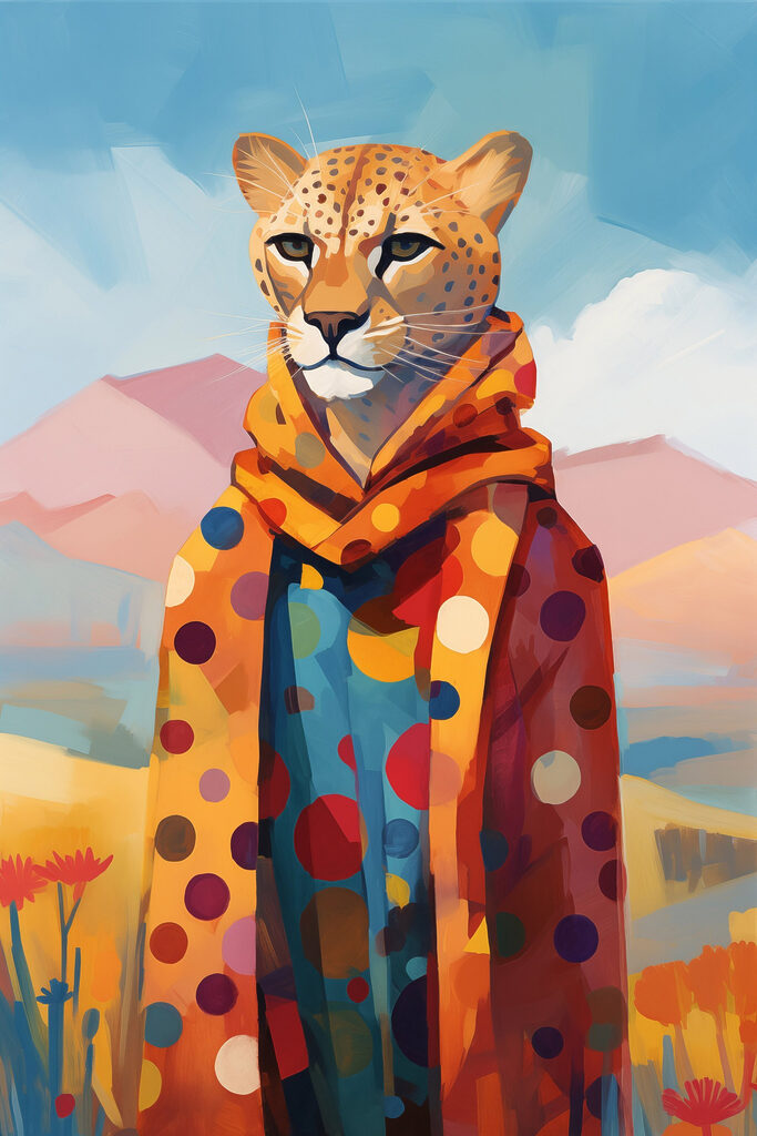 Cheetah wearing a scarf Cheetah wearing a scarf