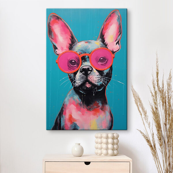 Cuadros Cuadro de un perro con gafas de sol rosas (SKU: s43156) Cuadros Cuadros Cuadro de un perro con gafas de sol rosas (SKU: s43156)