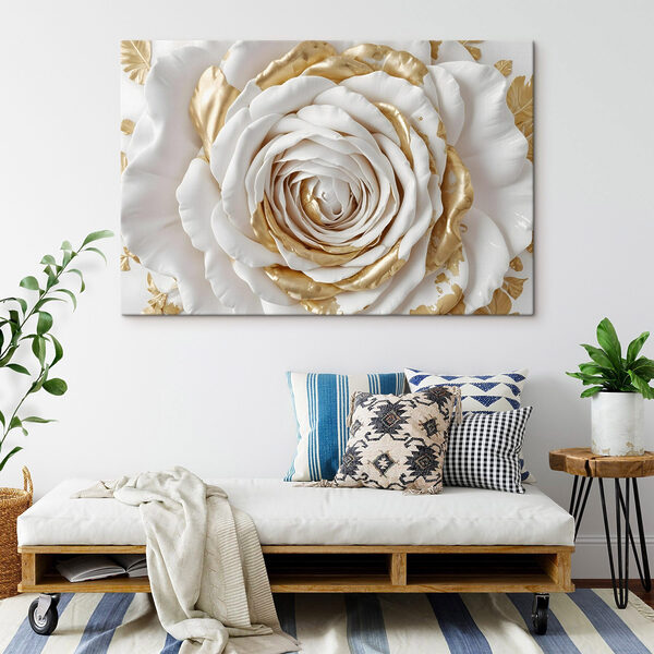 Exquisite floral artistry in white and gold Exquisite floral artistry in white and gold