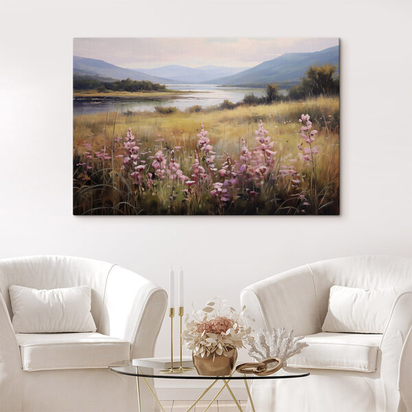 Cuadros Cuadros Campo de flores junto a un lago (SKU: s43165)
