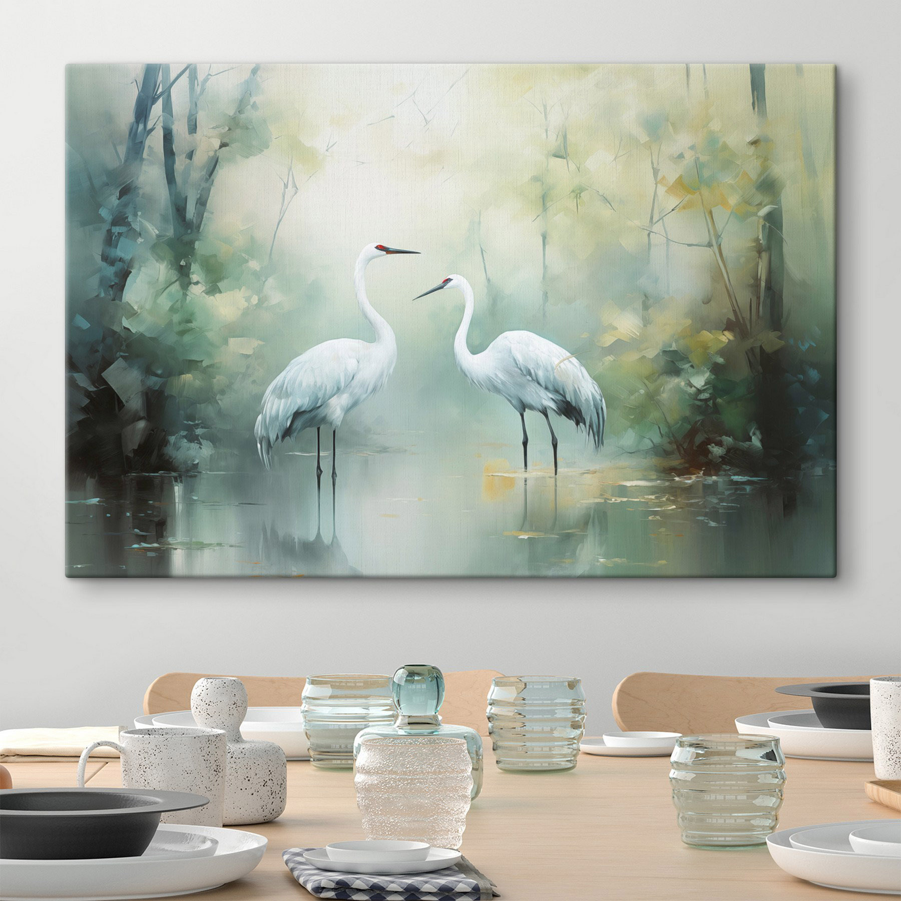 Couple of white birds in a pond Couple of white birds in a pond