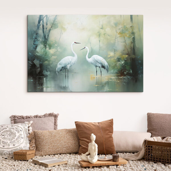 Couple of white birds in a pond Couple of white birds in a pond