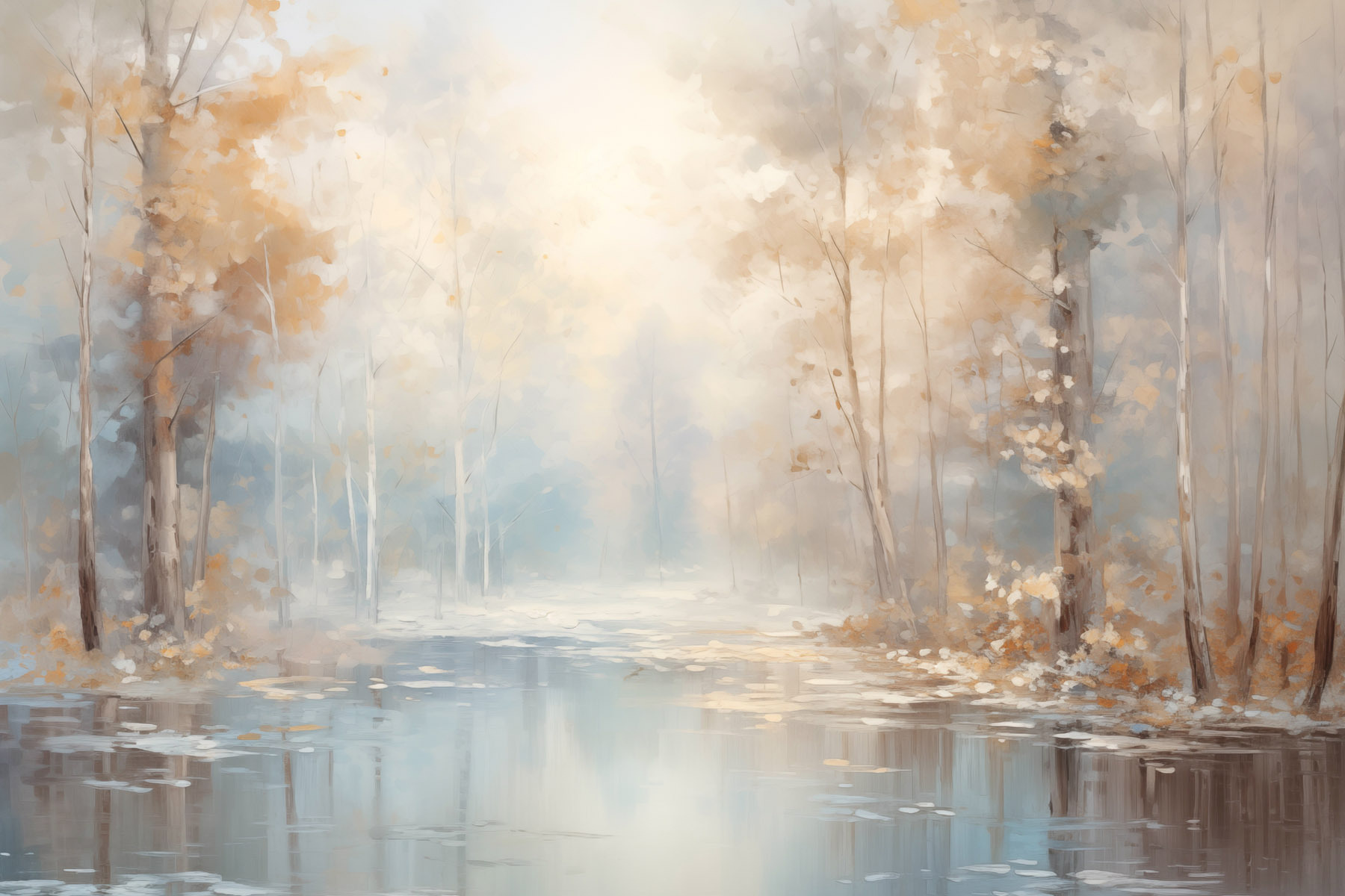 Water with trees and leaves