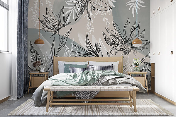 Drawing of flowers and leaves