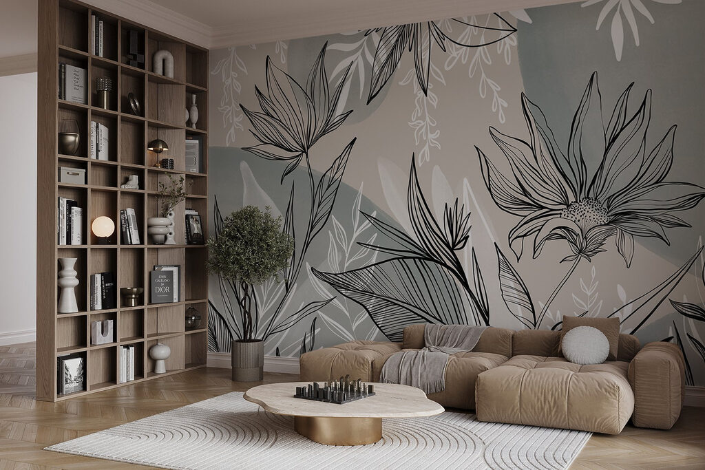 Drawing of flowers and leaves