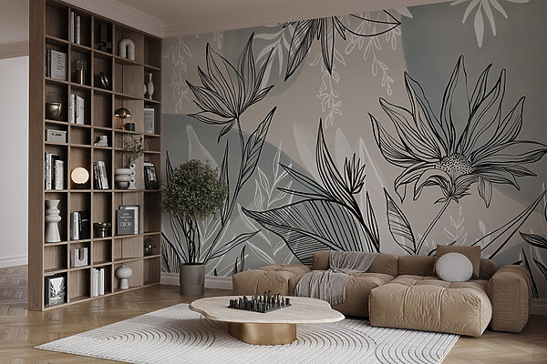 Drawing of flowers and leaves